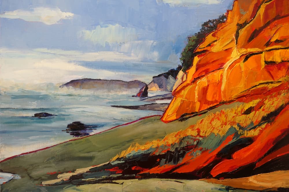 Vibrant Coastal Cliffs by Maxine Shore — canvas wall art