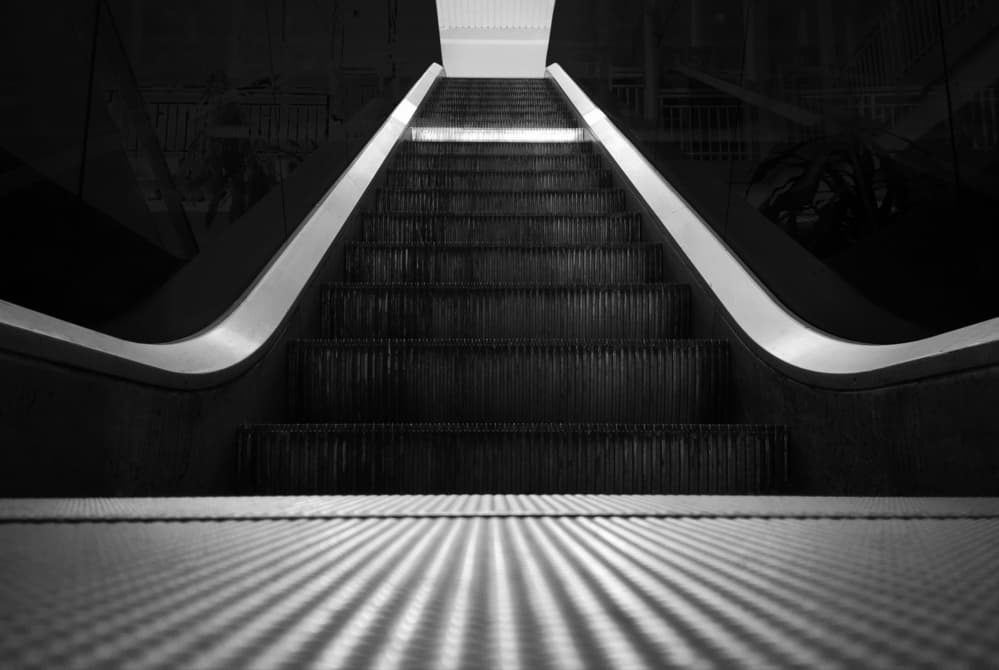 Modern Escalator Ascent by Jacqueline Hammer — canvas wall art
