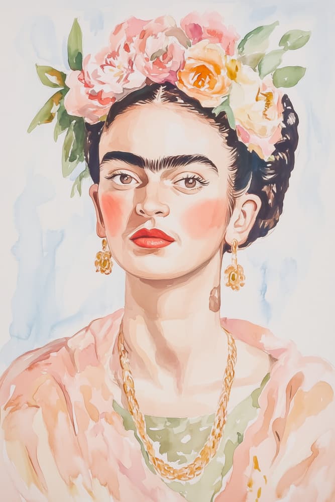 Woman with Flower Crown by Melloi Art Prints — canvas wall art