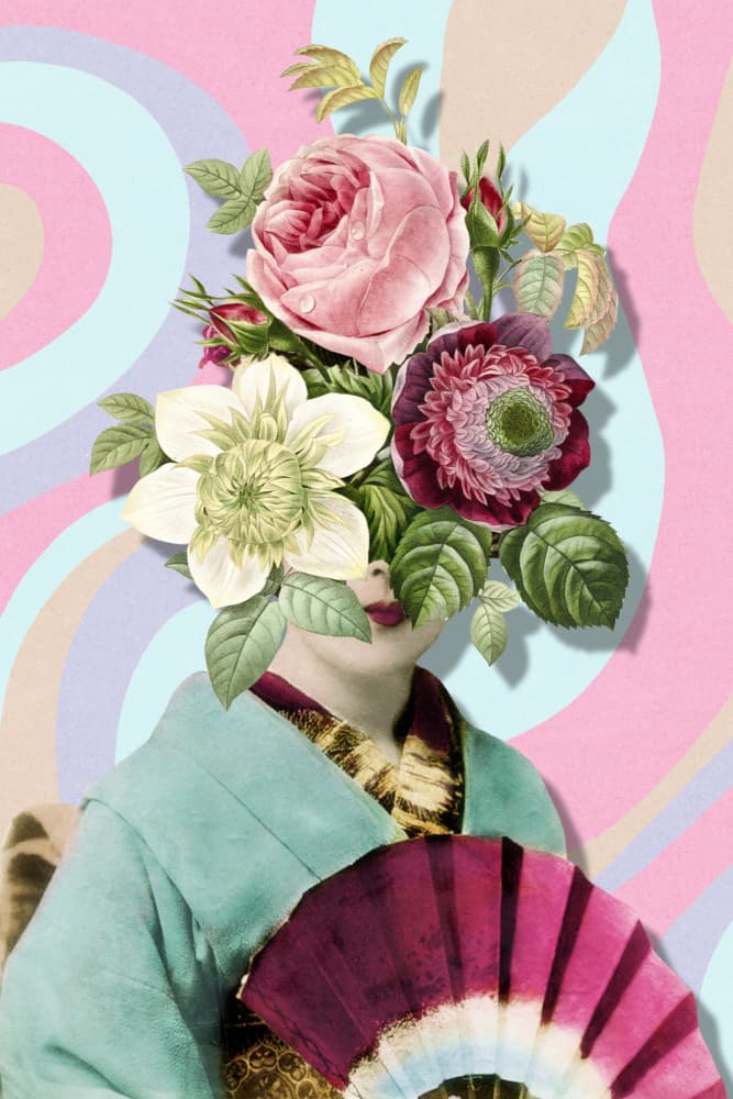 Floral Kimono Portrait by Marja van den Hurk — canvas wall art