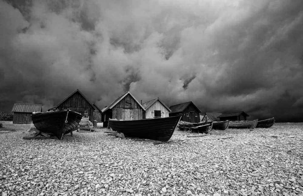 Stormy Sky Boats by Erik Engström — canvas wall art