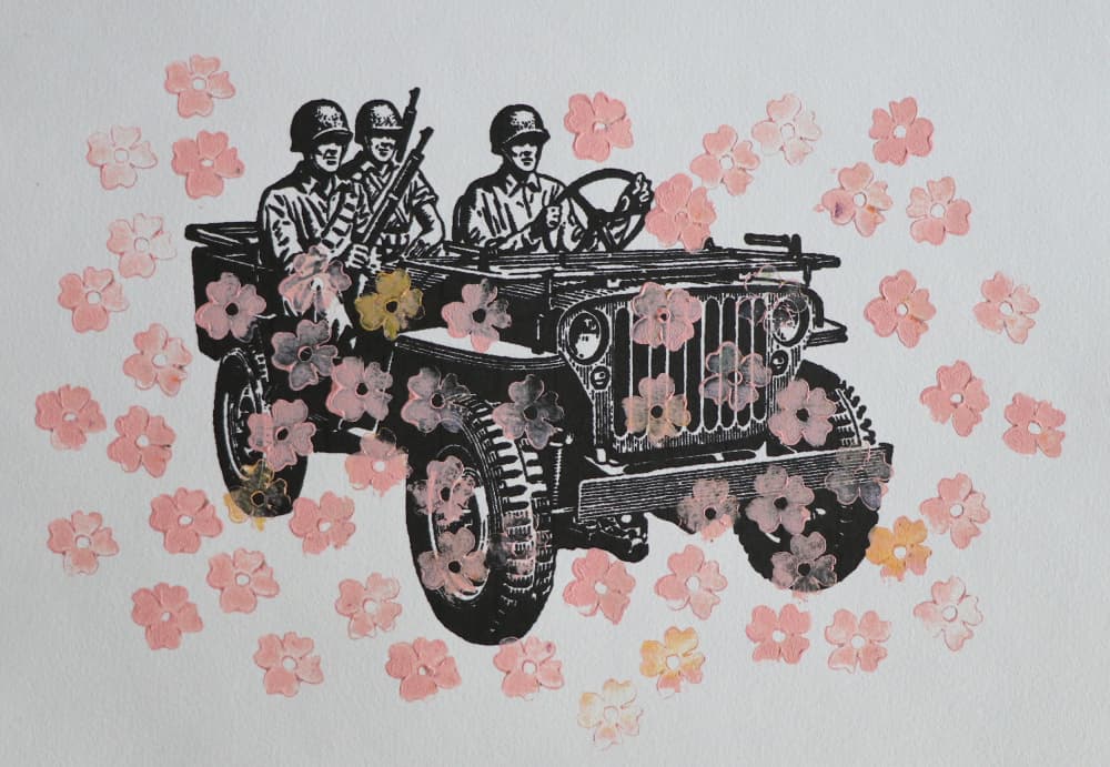 Military Jeep Blossoms by Santhosh ch — canvas wall art