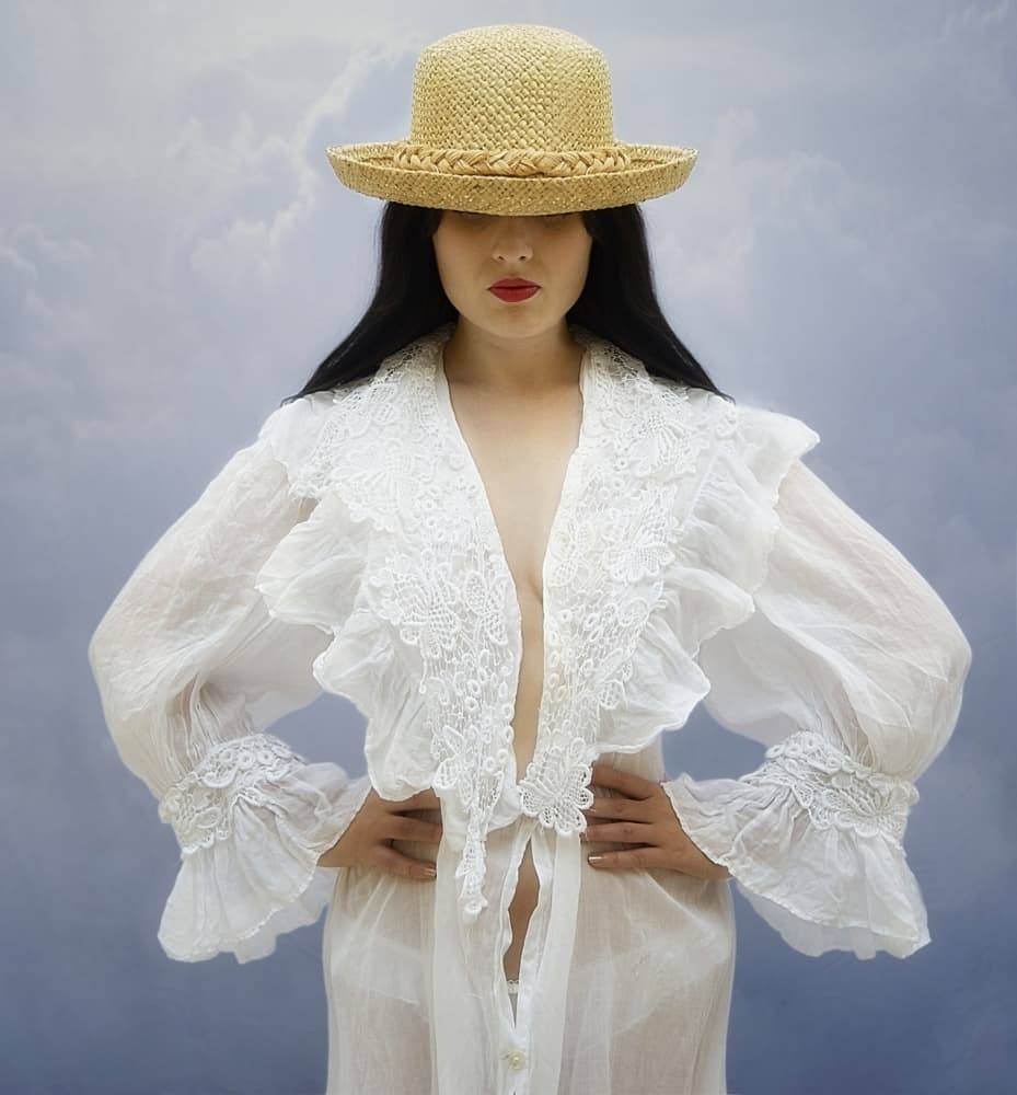 Mysterious Woman in White by kenp — canvas wall art