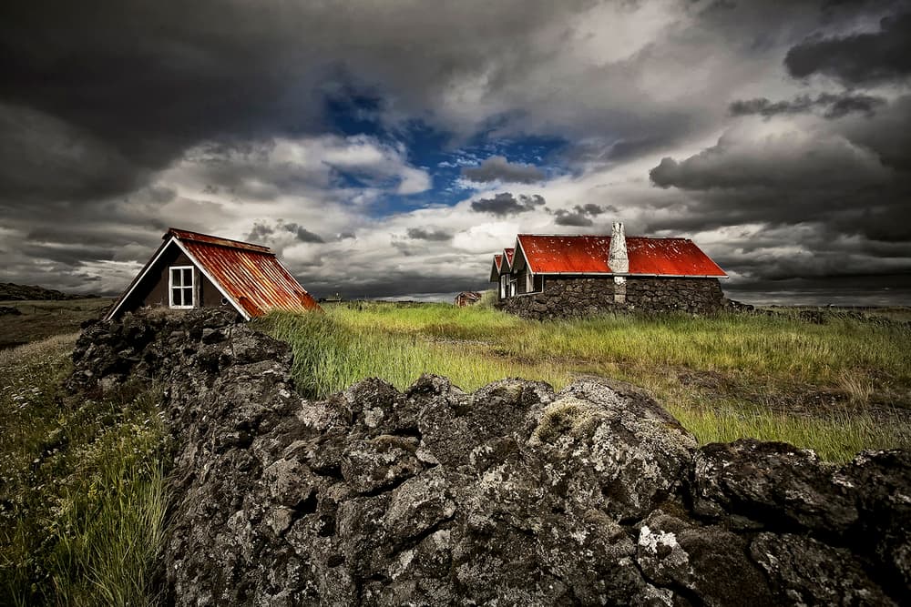 Remote Red Roofs by Þorsteinn H. Ingibergsson — canvas wall art