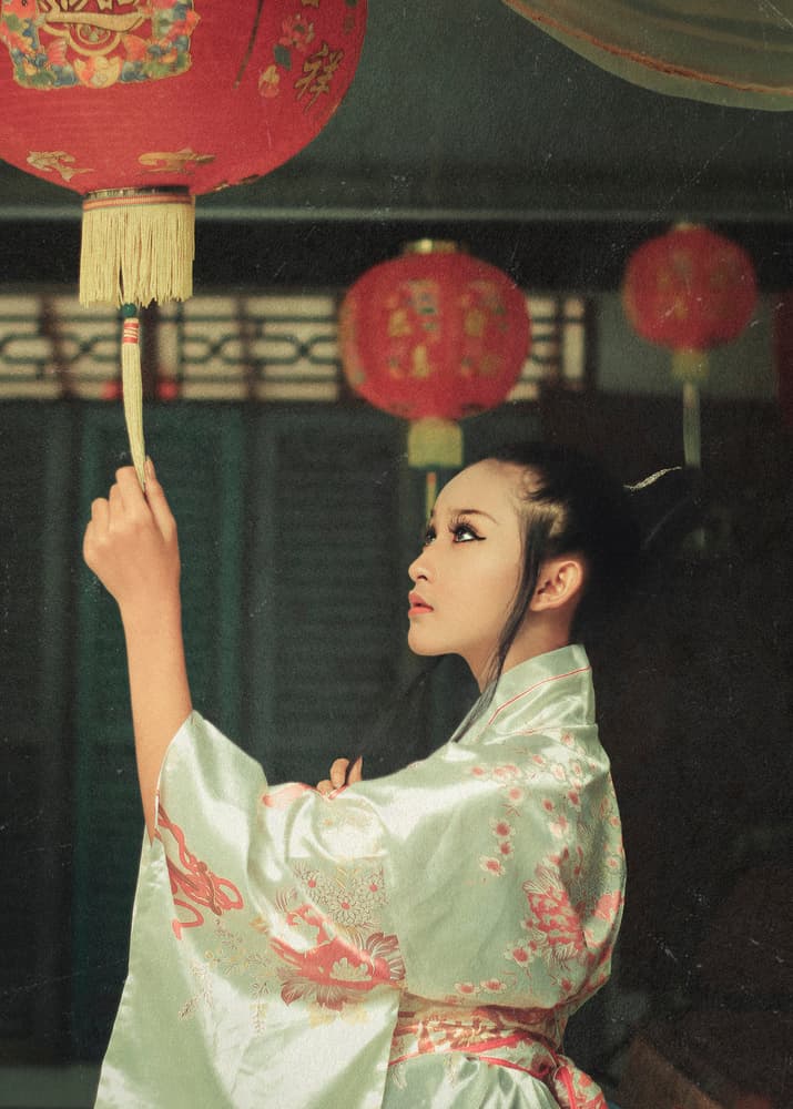 Asian Woman Red Lantern by Djayent Abdillah — canvas wall art