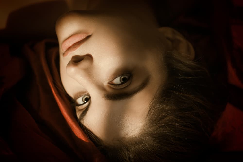 Mysterious Gaze in Red by Mehdi Mokhtari — canvas wall art
