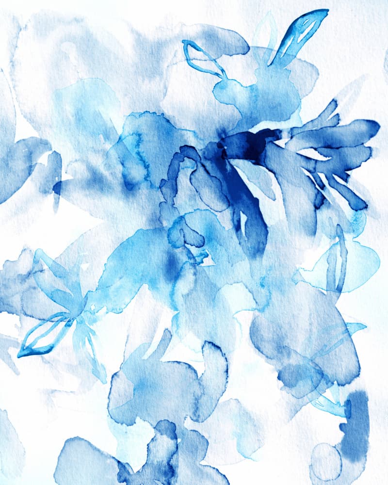 Blue Watercolor Blooms by Gemma Bardot — canvas wall art