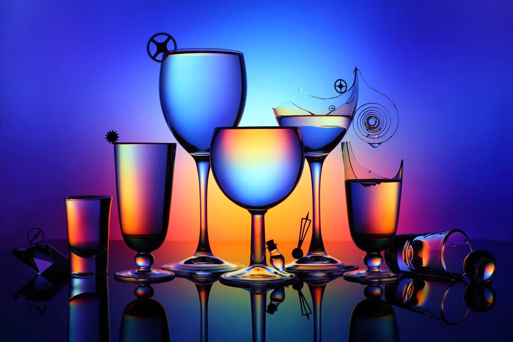 Luminous Glassware Still Life by Victoria Glinka — canvas wall art
