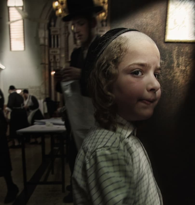Curious Synagogue Boy by Noam Mymon — canvas wall art