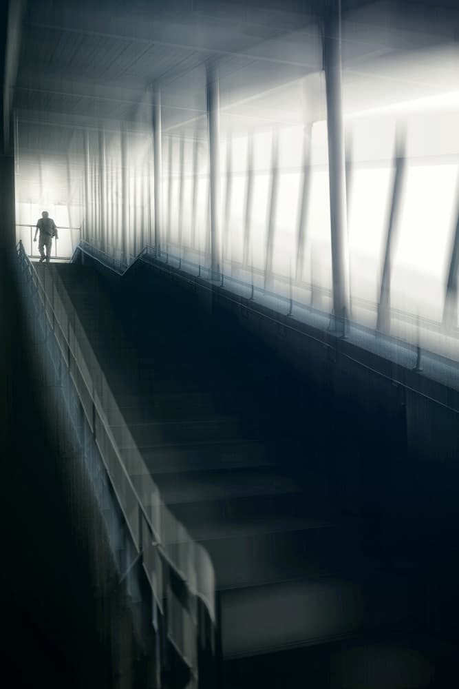 Lone Figure Ascends by MingLun Tsai (蔡明倫) — canvas wall art