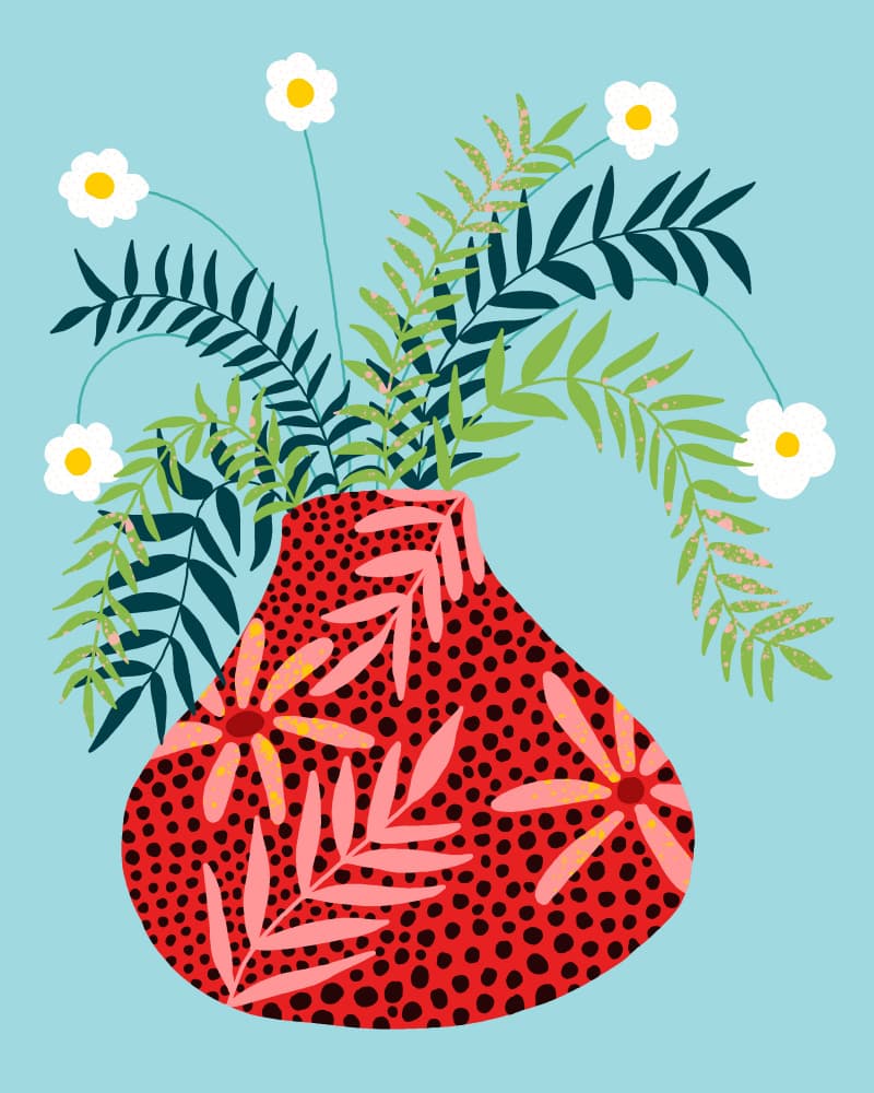 Vibrant Floral Vase by Uma Gokhale — canvas wall art