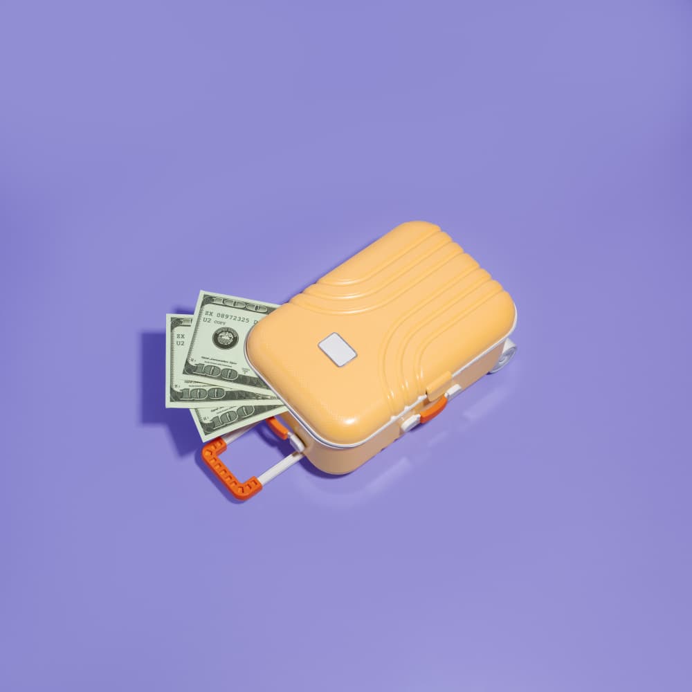 Travel Fund Suitcase by Julia Ramiro — canvas wall art