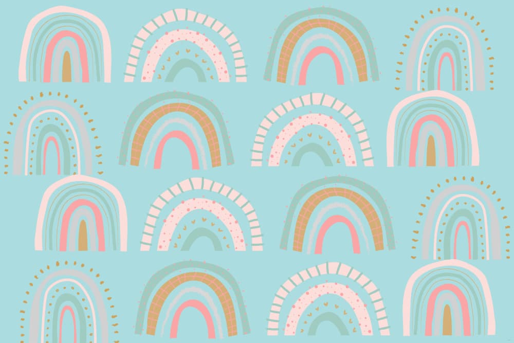 Cute Pastel Rainbows by Sue Skellern — canvas wall art