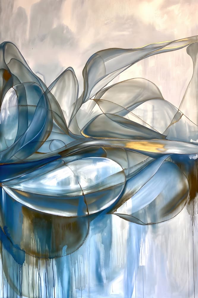 Golden Blue Flow by Miguel Bruzual — canvas wall art