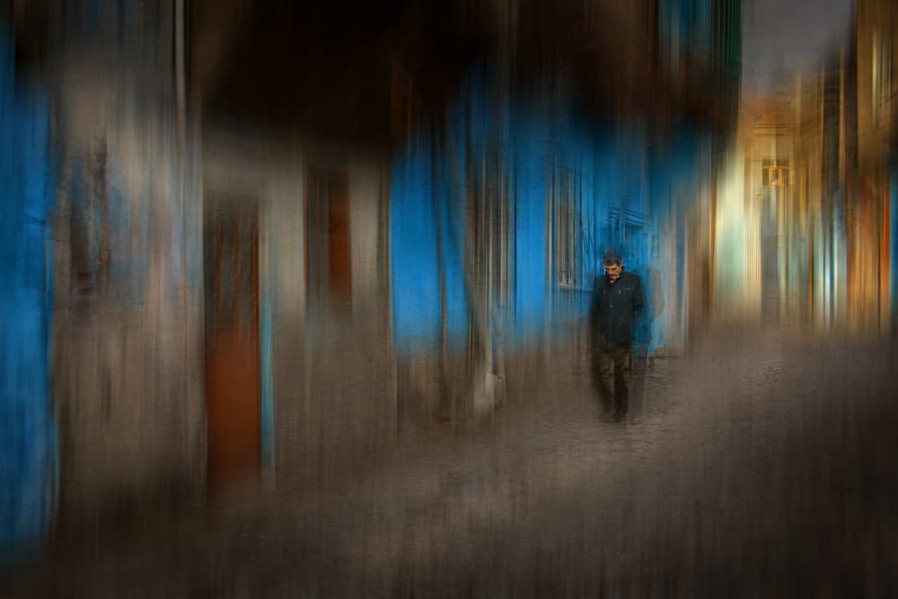 Solitary Blue Street by Ramiz Sahin — canvas wall art