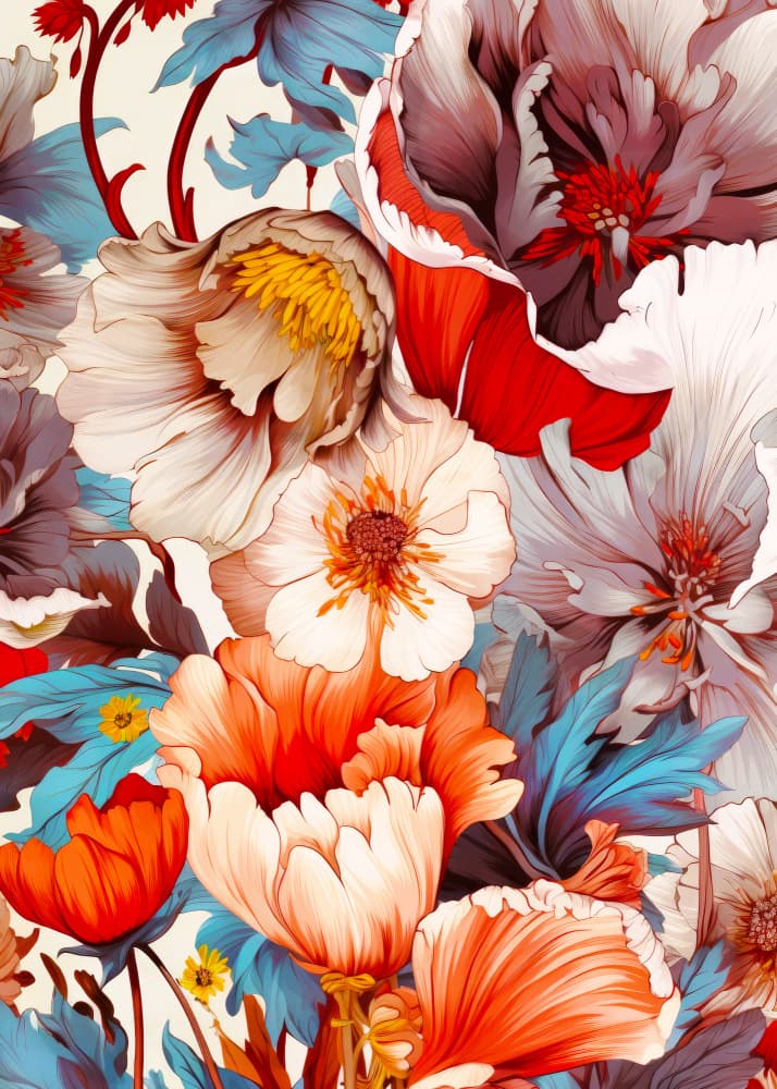 Vibrant Botanical Blooms by Justyna Jaszke — canvas wall art