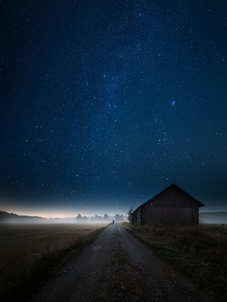 Barn Under Starry Night by Mika Suutari — canvas wall art