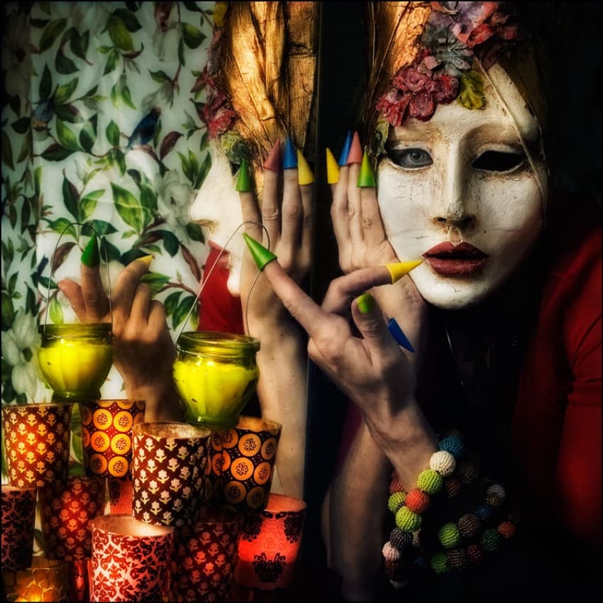 Vibrant Masked Reflection by ambra — canvas wall art
