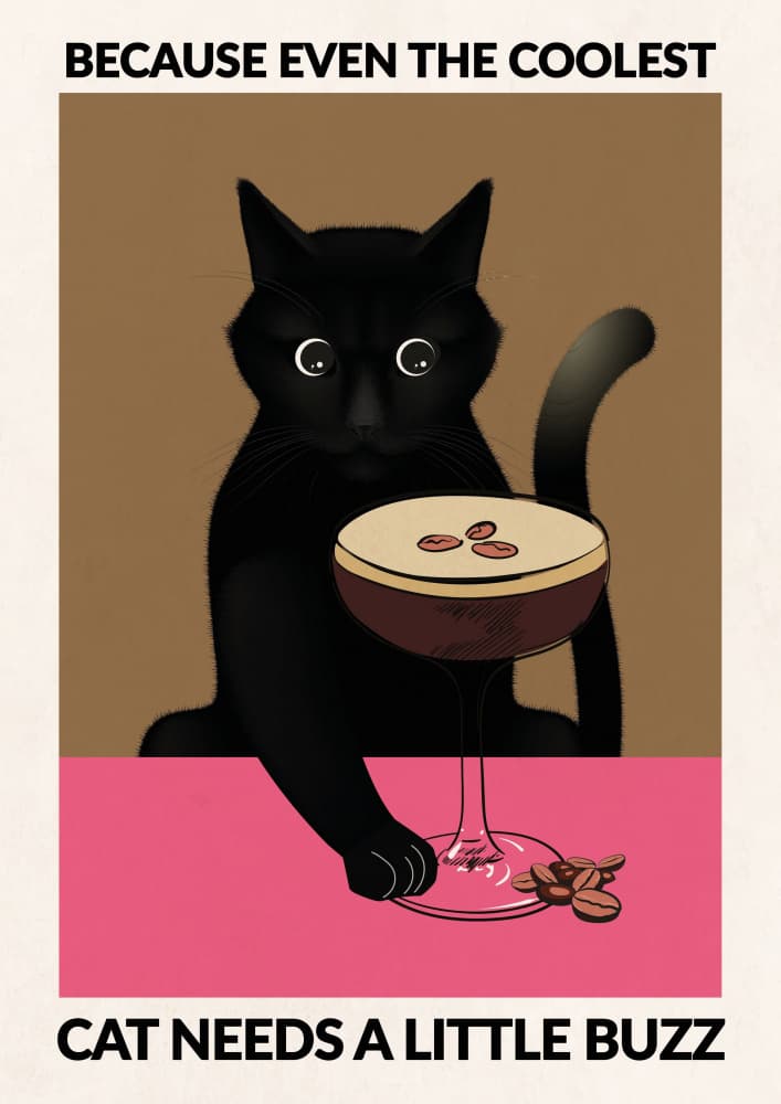 Cool Cat Espresso Martini by WallChart Art Studio — canvas wall art