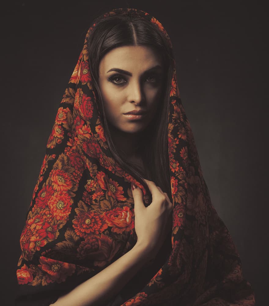 Red Floral Portrait by Mehdi Mokhtari — canvas wall art
