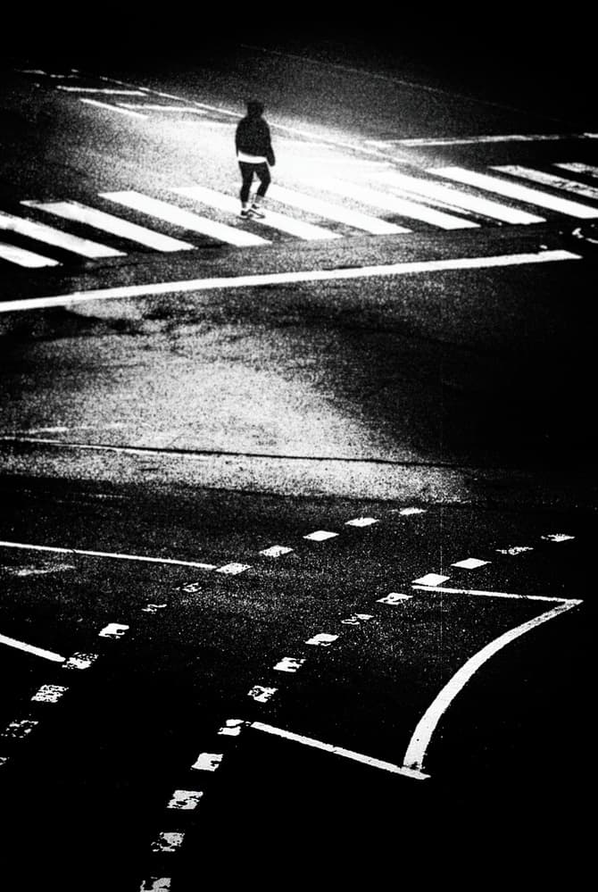 Lone Figure Crossing by Rui Correia — canvas wall art