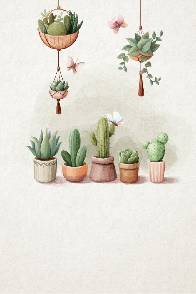 Potted Plants and Butterflies by Xuan Thai — canvas wall art