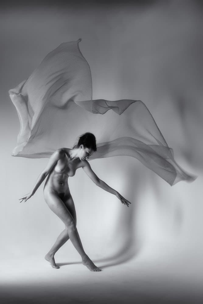Graceful Fabric Dance by Sunny Ding — canvas wall art