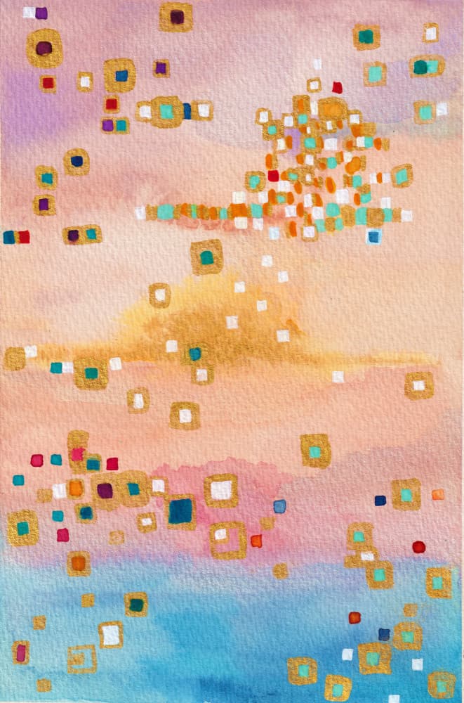 Floating Gold Squares by Camille Contini — canvas wall art