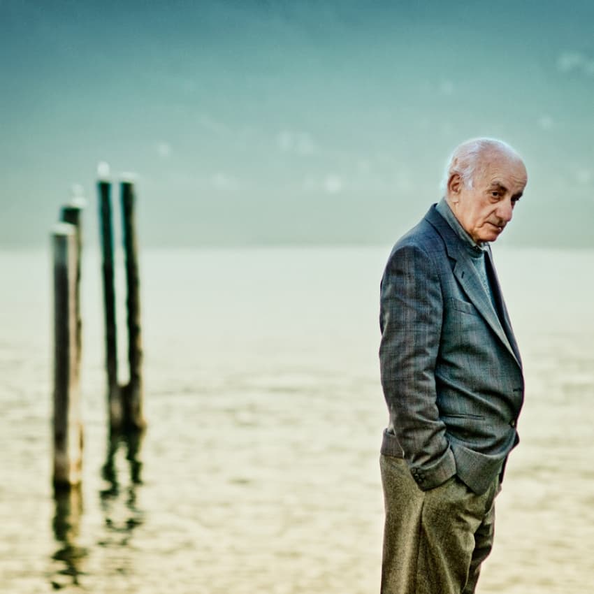 Contemplative Man By Water by ambra — canvas wall art