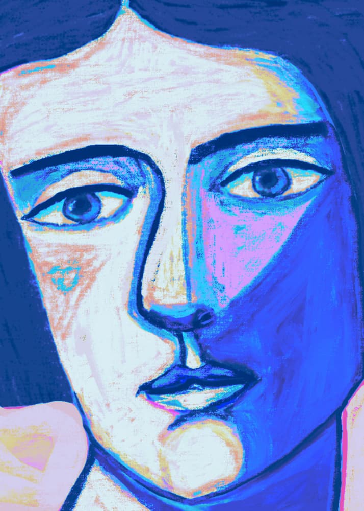 Abstract Blue Woman by Sharyn Bursic — canvas wall art