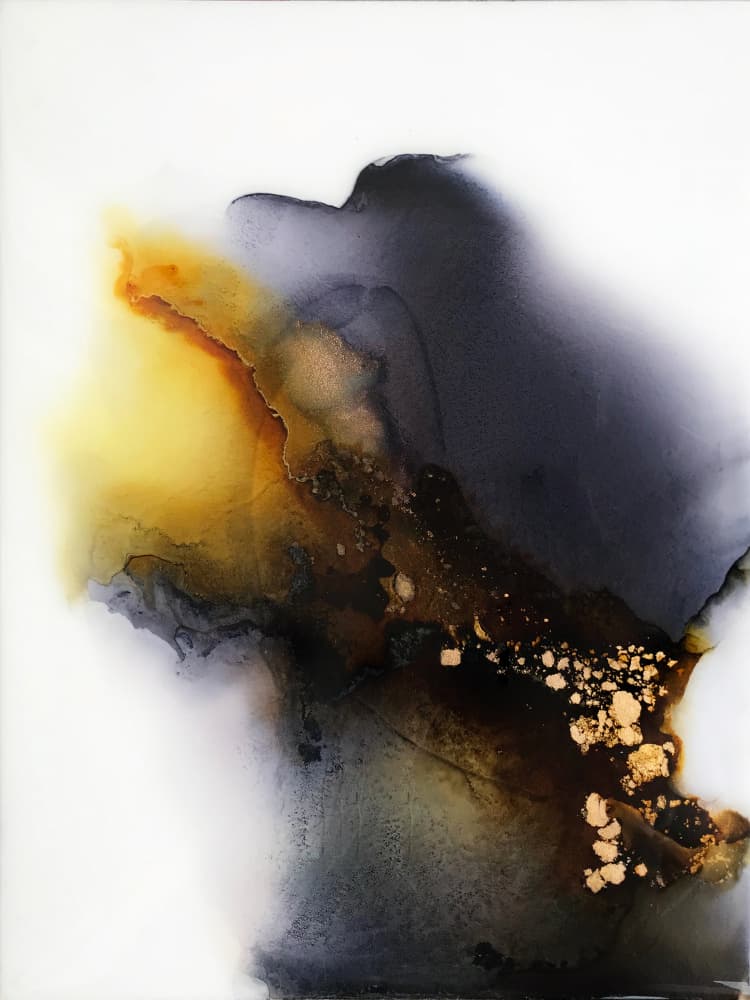Golden Ember Flow by Alyson Storms — canvas wall art