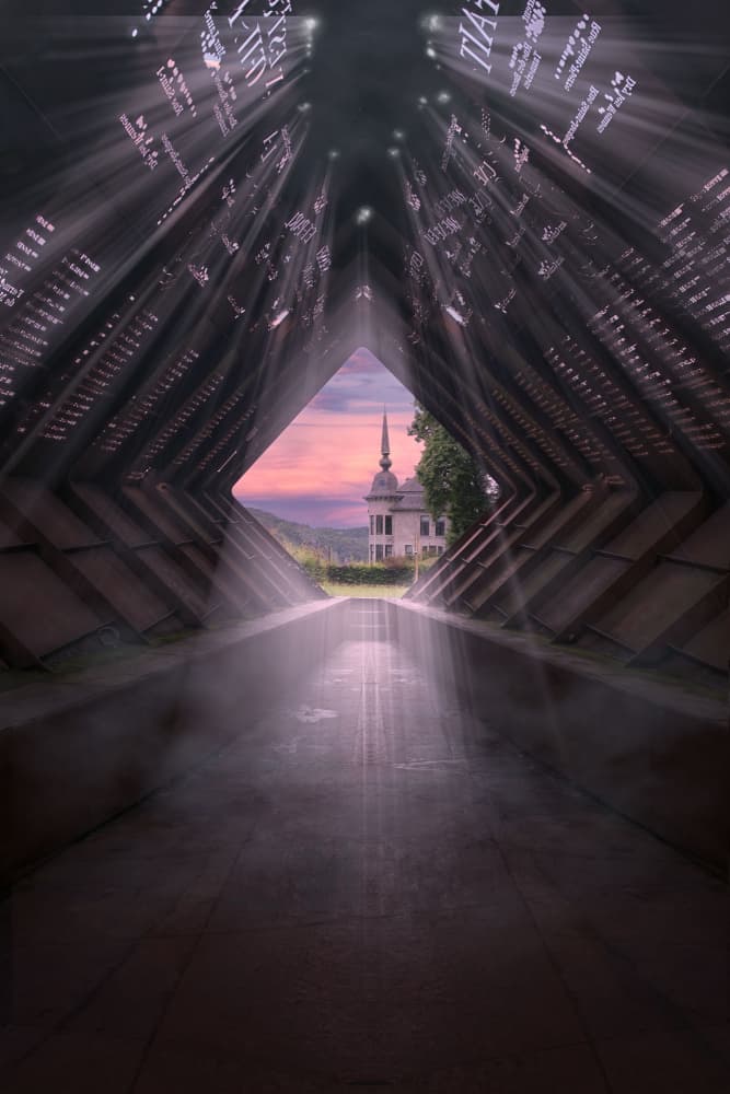 Light Tunnel Sunset View by Larry Deng APA — canvas wall art