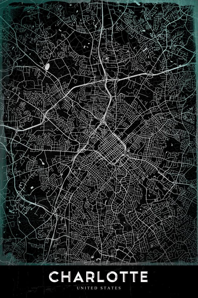 Charlotte City Map by StudioSix — canvas wall art