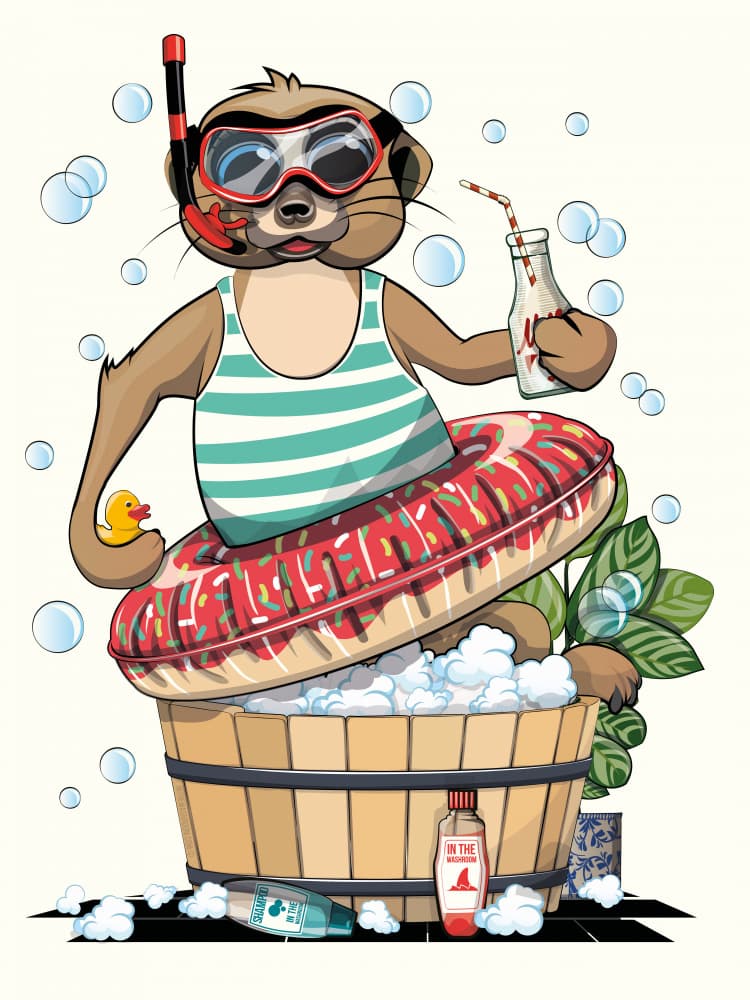 Meerkat Bubble Bath by In The Washroom — canvas wall art
