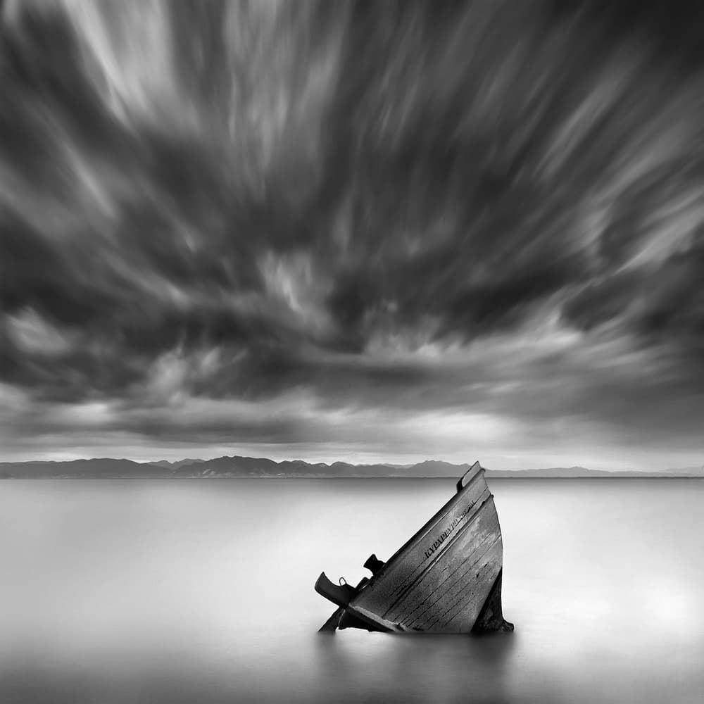 Abandoned Boat Stillness by George Digalakis — canvas wall art