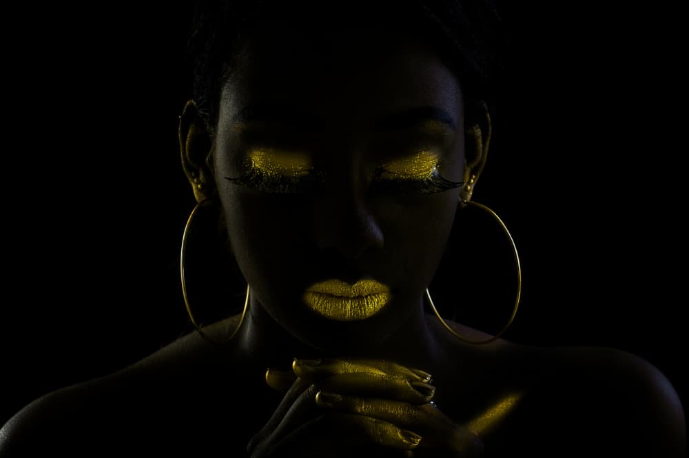 Golden Beauty Portrait by Amnon Eichelberg — canvas wall art