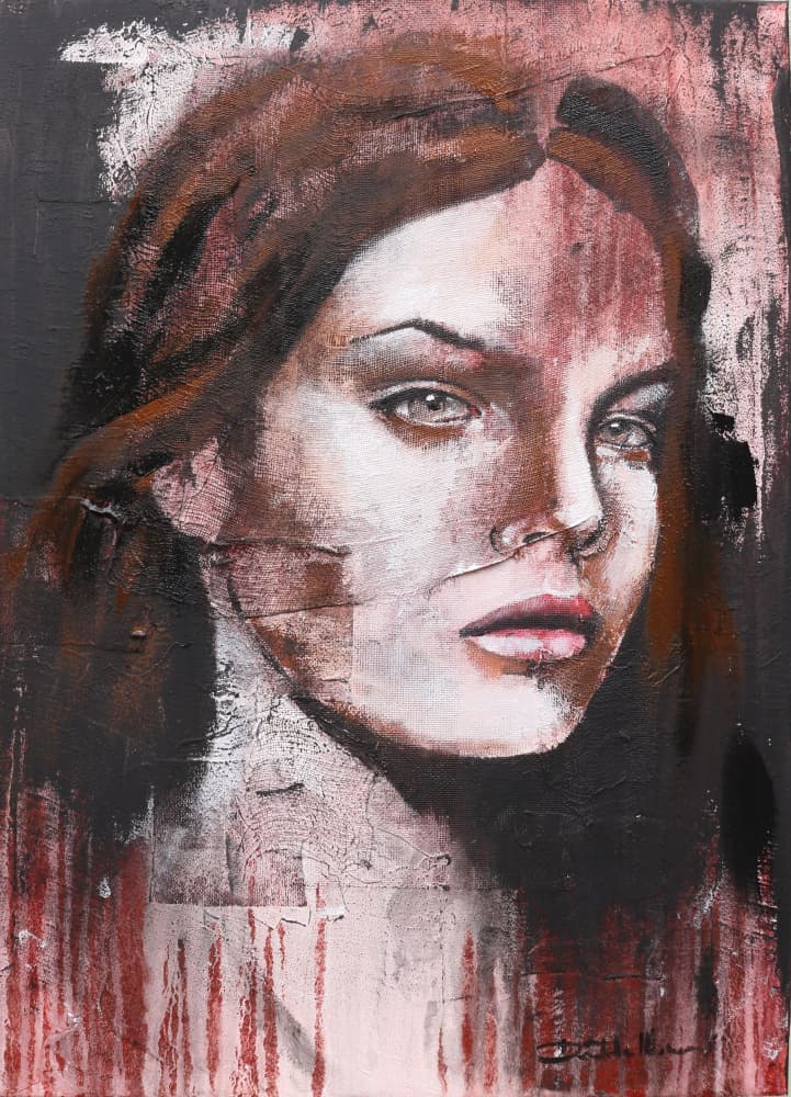 Dramatic Textured Gaze by Donatella Marraoni — canvas wall art