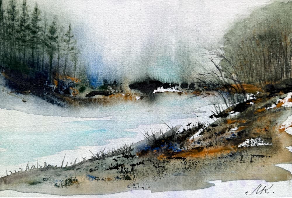 Misty Winter River by Marina Kozyr — canvas wall art