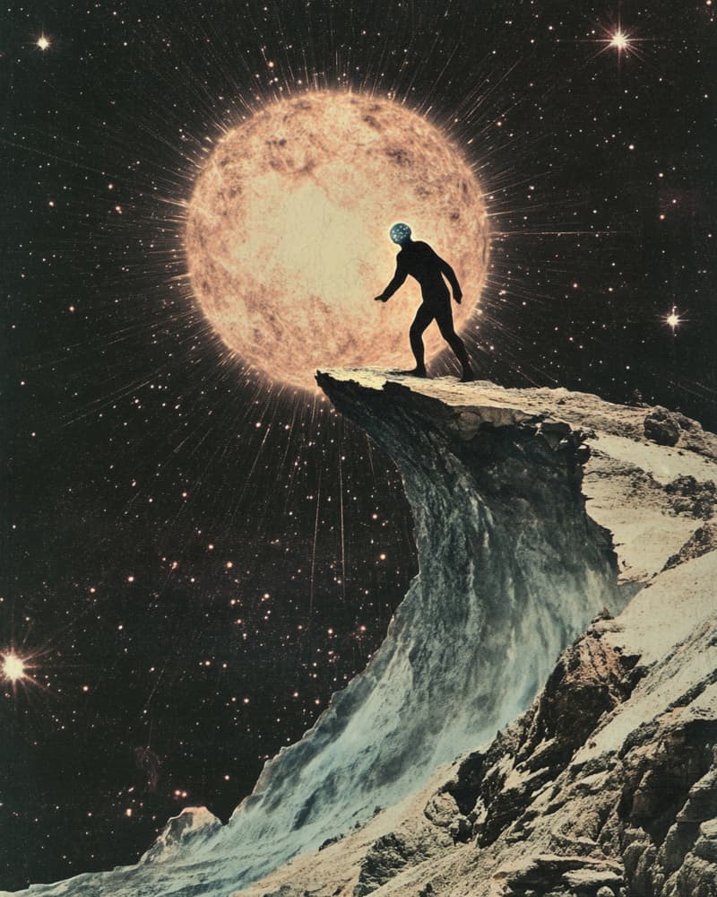Man on Cosmic Cliff by Samantha Hearn — canvas wall art