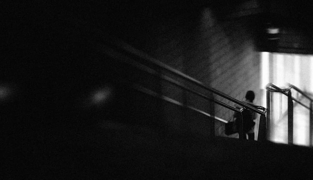 Solitary Figure on Stairs by Teruhiko Tsuchida — canvas wall art