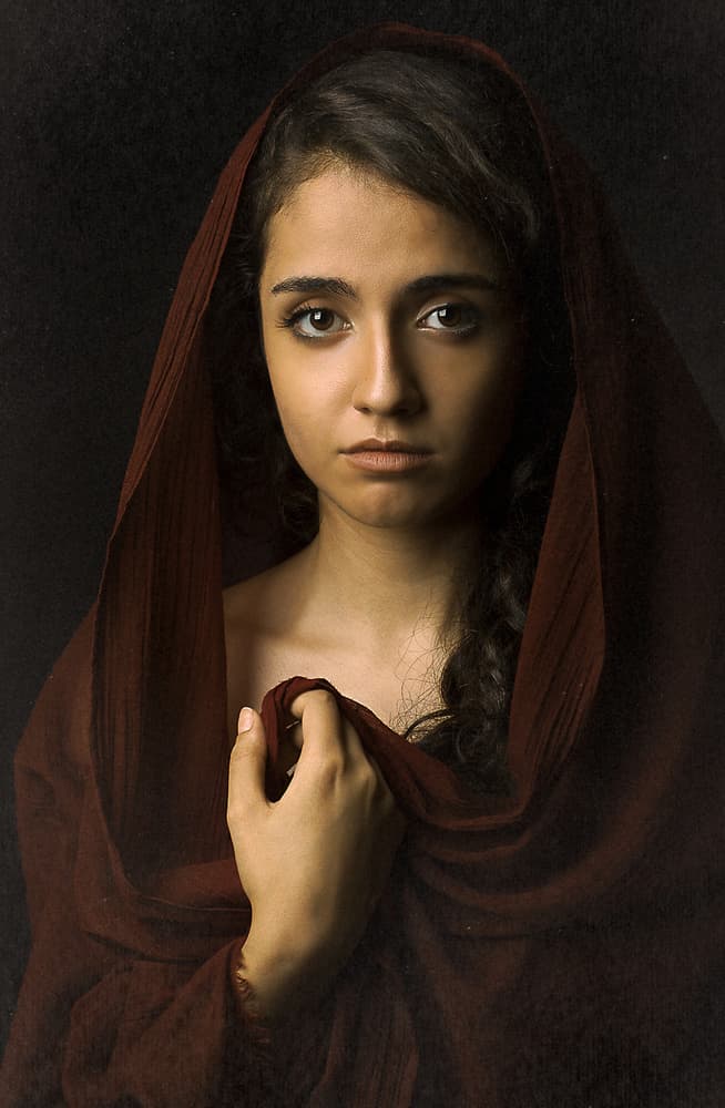Pensive Gaze In Red by Mehdi Mokhtari — canvas wall art