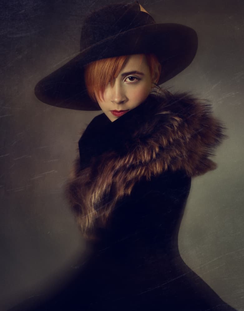 Mysterious Hat Portrait by Svetlana Melik-Nubarova — canvas wall art