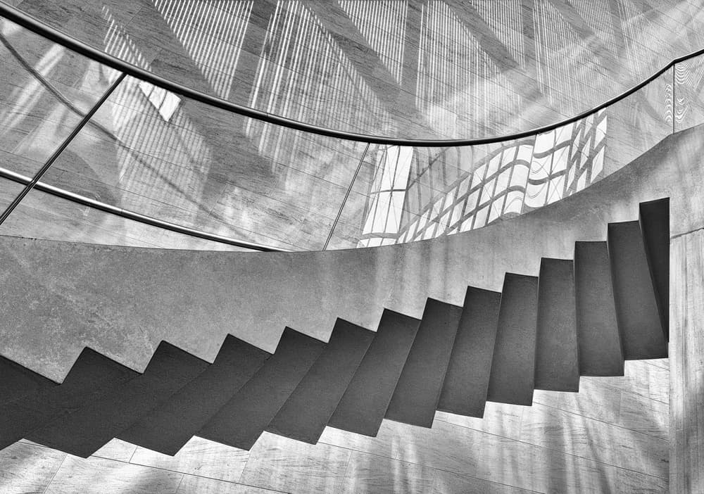 Curved Concrete Staircase by Jeroen van de Wiel — canvas wall art