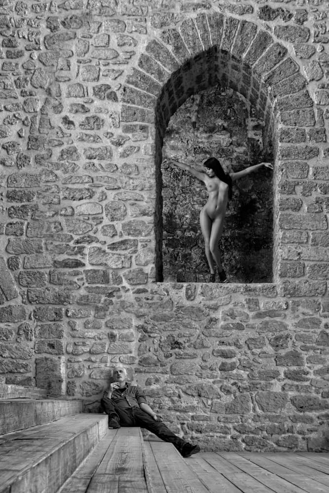 Ancient Stone Nude Gaze by Angéla Vicedomini — canvas wall art