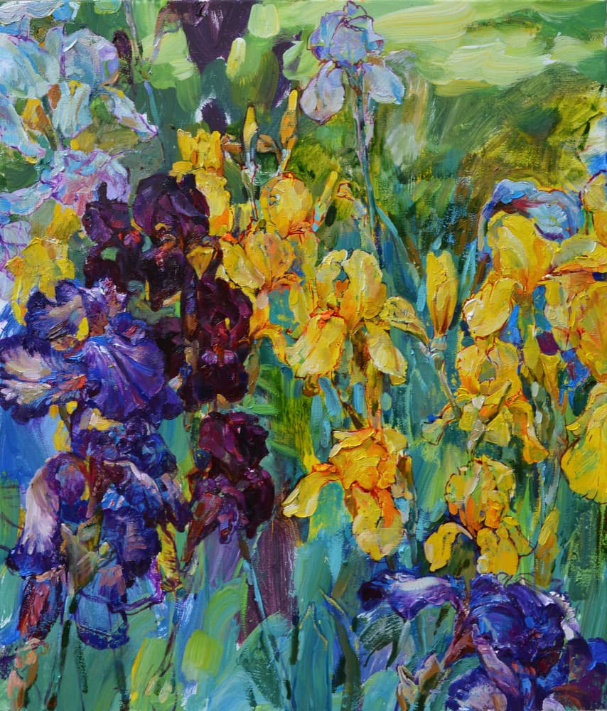 Vibrant Iris Garden by Andrii Kutsachenko — canvas wall art