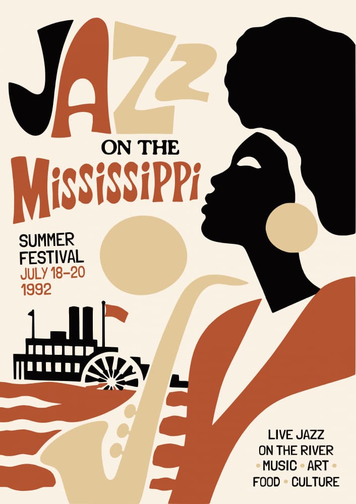Jazz Woman Mississippi River by Patryk Krygowski — canvas wall art