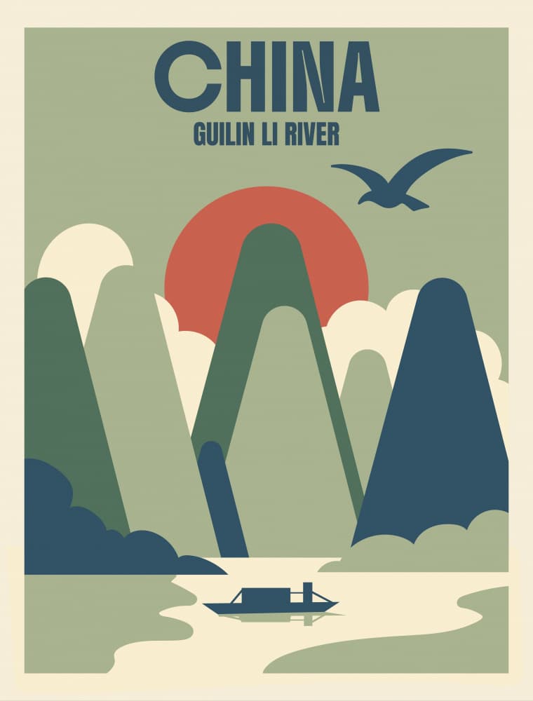 Li River Mountain Sunset by Marika Barsrsind β canvas wall art