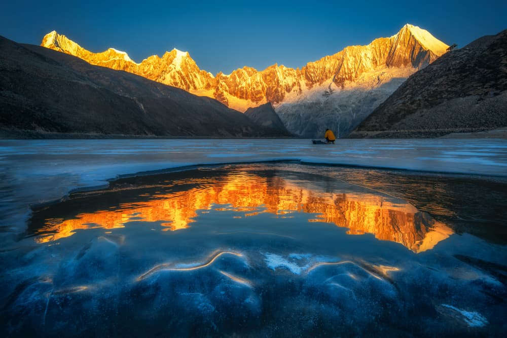 Golden Peaks Reflection by Selions(陈磊) — canvas wall art