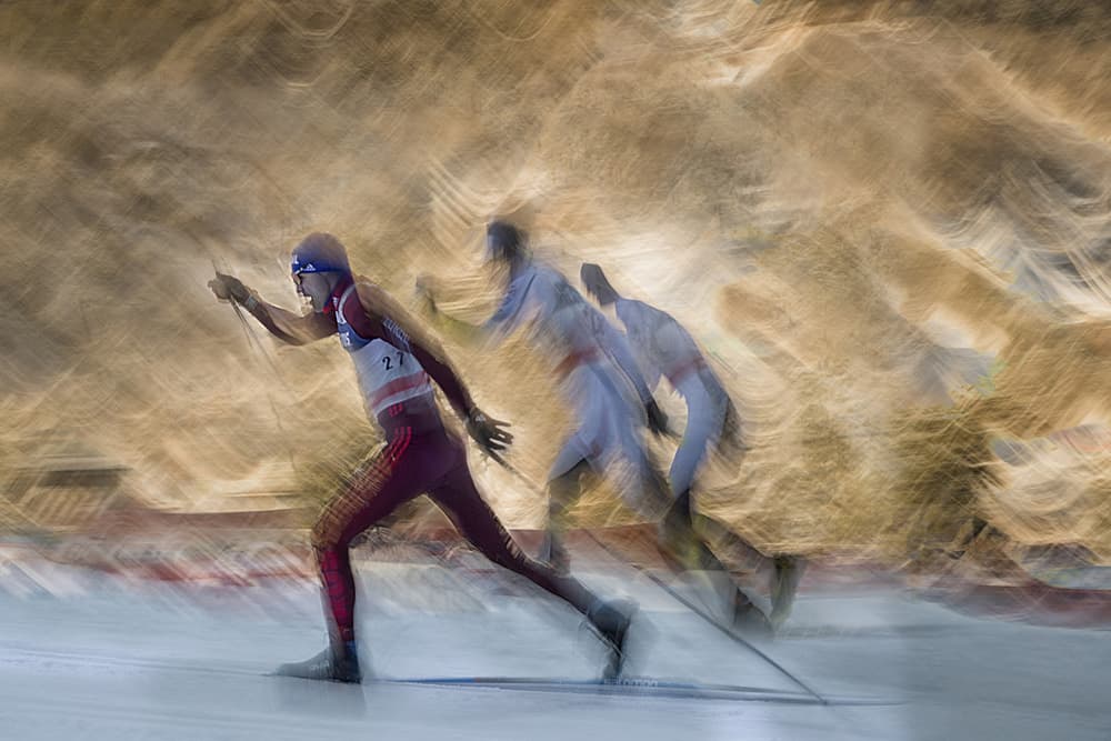 Dynamic Cross-Country Skiing by Milan Malovrh — canvas wall art