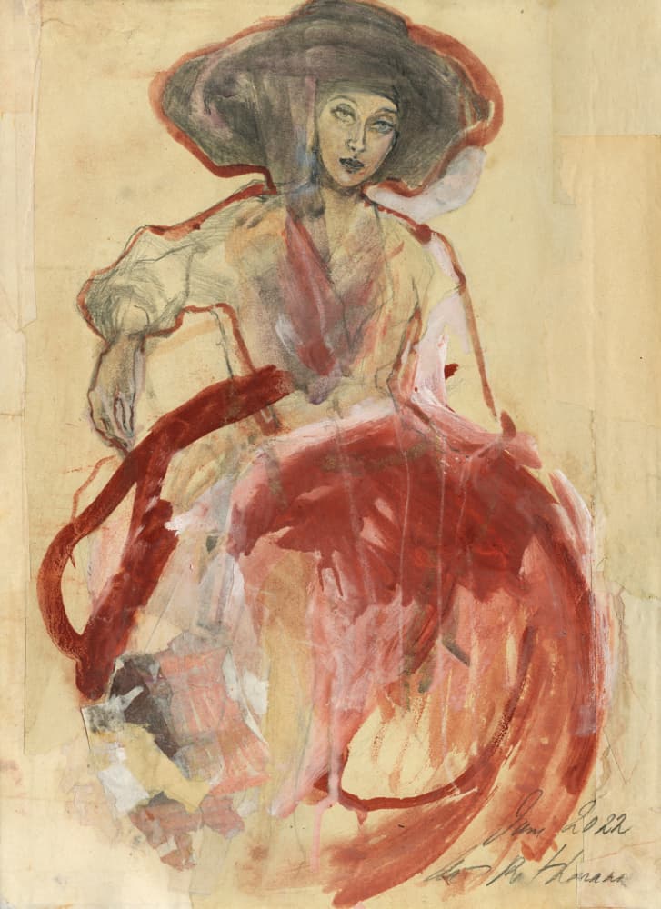 Elegant Lady in Red by Ute Rathmann — canvas wall art